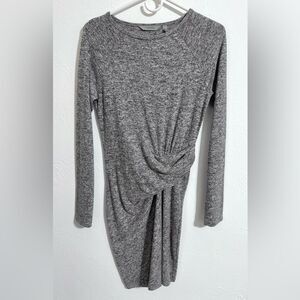 Athleta knot front heather gray knit mini dress, size XXS